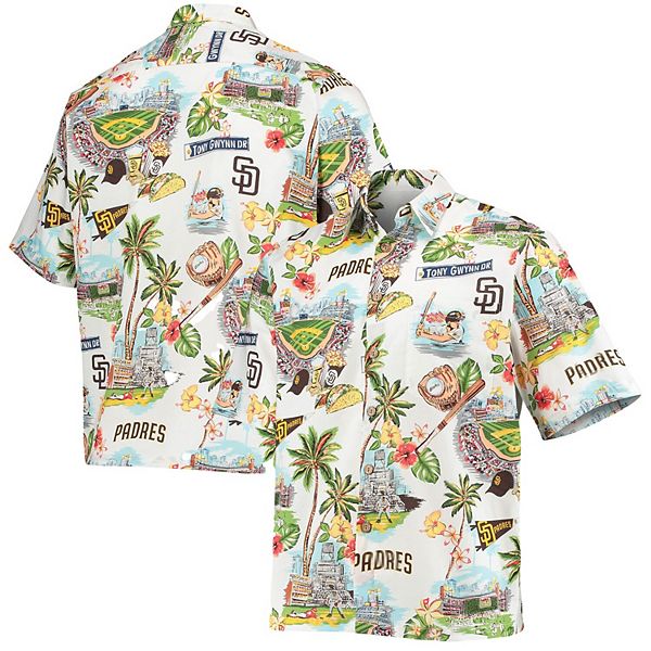 Women's Reyn Spooner White San Diego Padres scenic Camp Button-Up Shirt Size: Large