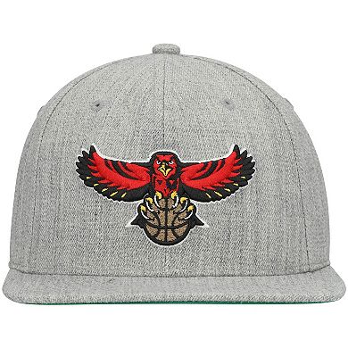 Men's Mitchell & Ness Heathered Gray Atlanta Hawks Hardwood Classics Team 2.0 Snapback Hat