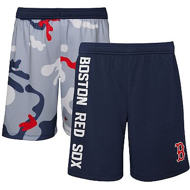 Youth Navy Boston Red Sox Camo Newsies Active Shorts