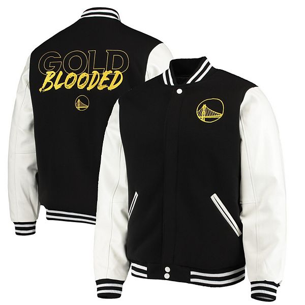 Golden State Warriors JH Design Gold Blooded Reversible Full-Snap Jacket -  Black/White