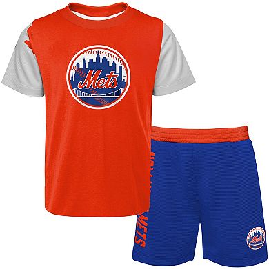 Newborn & Infant Orange/Royal New York Mets Pinch Hitter T-Shirt & Shorts Set