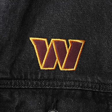 Women's The Wild Collective Black Washington Commanders Button-Up Denim Jacket