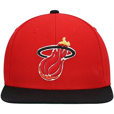 Men's Mitchell & Ness Red/Black Miami Heat Hardwood Classics Team Two-Tone 2.0 Snapback Hat