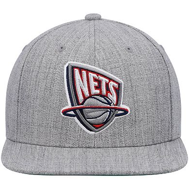 Men's Mitchell & Ness Heathered Gray New Jersey Nets Hardwood Classics Team 2.0 Snapback Hat