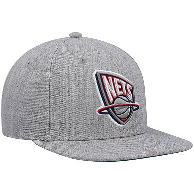 Men's Mitchell & Ness Heathered Gray New Jersey Nets Hardwood Classics Team 2.0 Snapback Hat