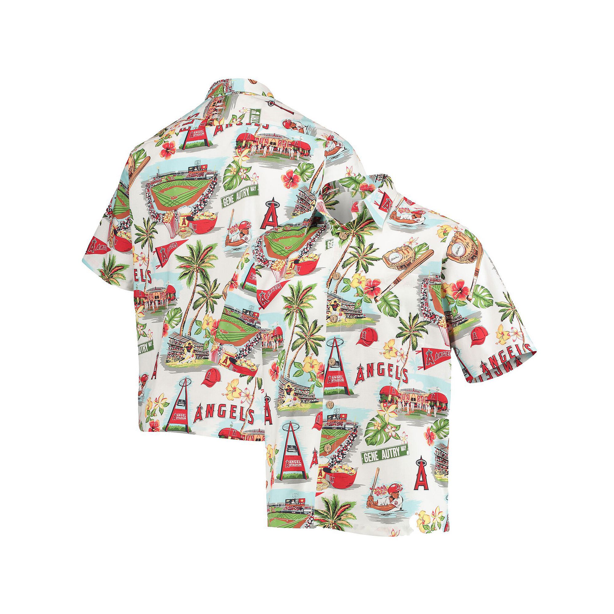 Mens Reyn Spooner White Los Angeles Angels Scenic Button-Up Shirt, Size: S