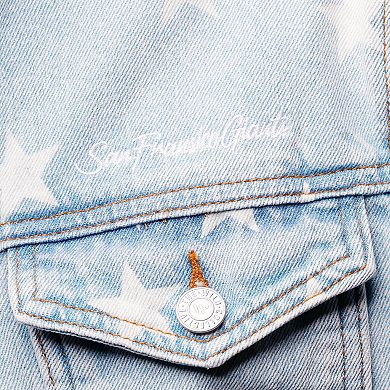 Women's The Wild Collective San Francisco Giants Allover Print Button-Up Denim Jacket