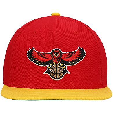 Men's Mitchell & Ness Red/Yellow Atlanta Hawks Hardwood Classics Team Two-Tone 2.0 Snapback Hat