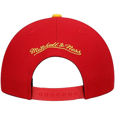 Men's Mitchell & Ness Red/Yellow Atlanta Hawks Hardwood Classics Team Two-Tone 2.0 Snapback Hat