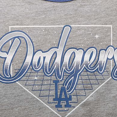 Girls Youth Heathered Gray Los Angeles Dodgers Bleachers T-Shirt
