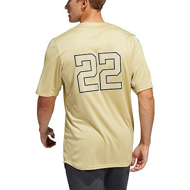 Men's adidas #22 Gold Georgia Tech Yellow Jackets Button-Up