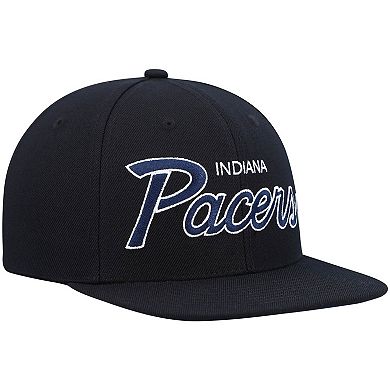 Men's Mitchell & Ness Black Indiana Pacers Hardwood Classics Script 2.0 Snapback Hat