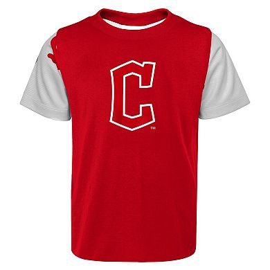 Newborn & Infant Red/Navy Cleveland Guardians Pinch Hitter T-Shirt & Shorts Set