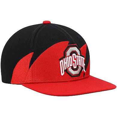Men's Mitchell & Ness Scarlet/Black Ohio State Buckeyes Sharktooth Snapback Hat