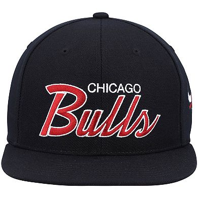 Men's Mitchell & Ness Black Chicago Bulls Hardwood Classics Script 2.0 Snapback Hat