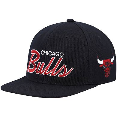 Men's Mitchell & Ness Black Chicago Bulls Hardwood Classics Script 2.0 Snapback Hat