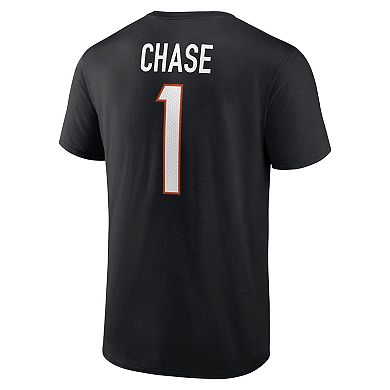 Men's Fanatics Branded Ja'Marr Chase Black Cincinnati Bengals Player Icon Name & Number T-Shirt