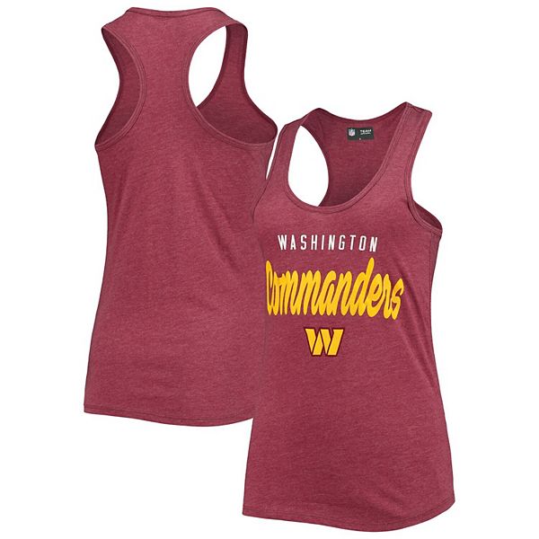 Women's New Era Heathered Burgundy Washington Commanders Wordmark Racerback  Tank Top