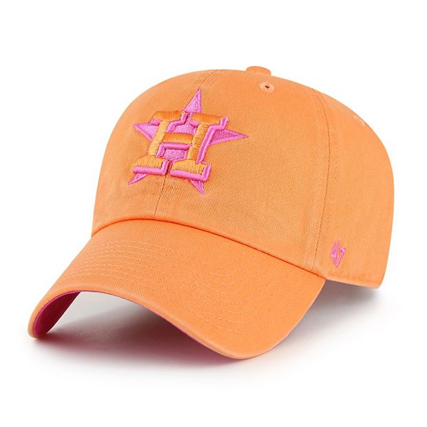 Men's '47 Orange Houston Astros Mango Magenta Undervisor Clean Up  Adjustable Hat