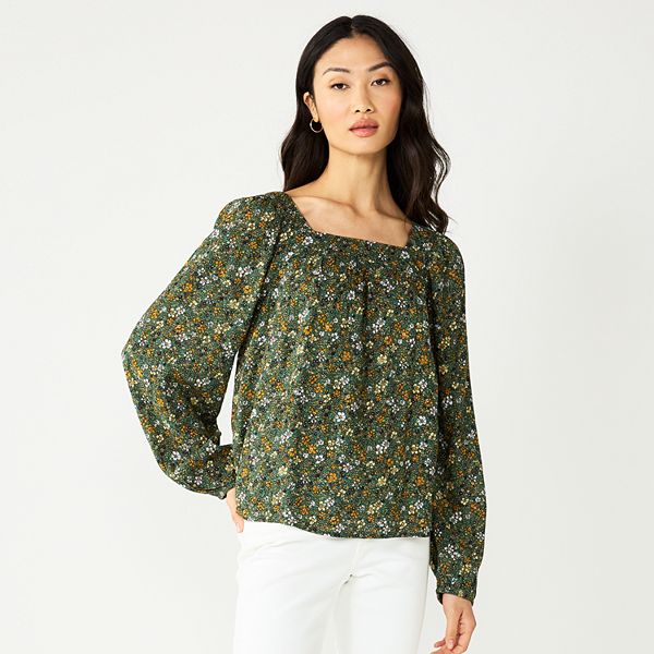 Women's Sonoma Goods For Life® Square Neck Puff Sleeve Top
