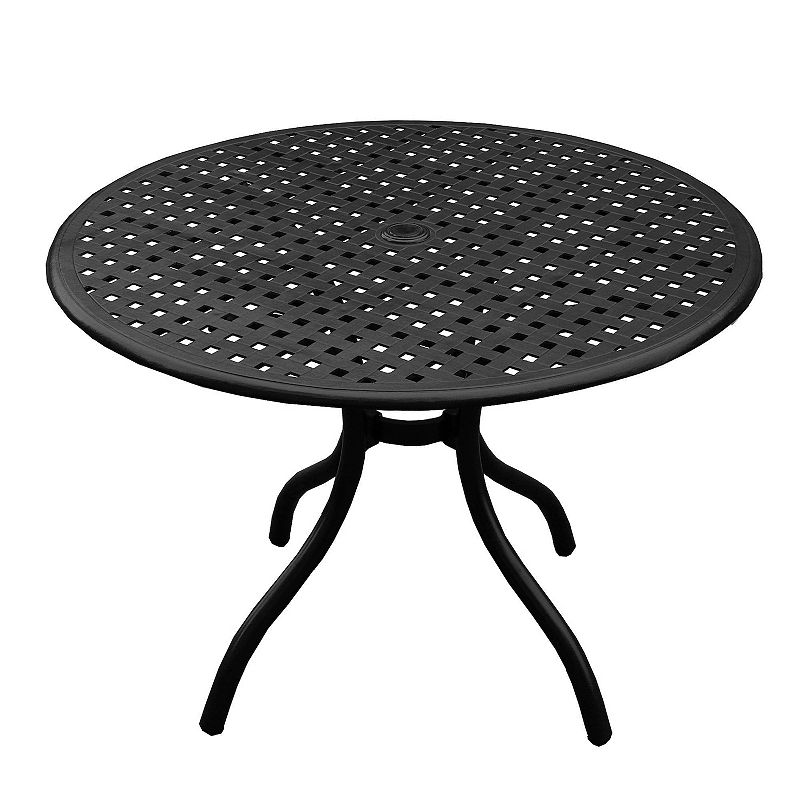 Oakland Living Outdoor Mesh Round Patio Dining Table, Black