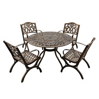 Oakland Living Ornate Design Round Patio Dining Table & Chairs 5 pc Set