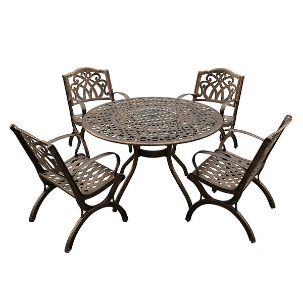 Oakland Living Ornate Design Round Patio Dining Table & Chairs 5piece Set
