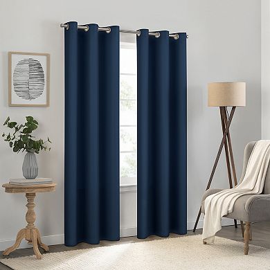 Eclipse Kendall Grommet Solid Textured Thermaback Blackout Window Curtain Panel