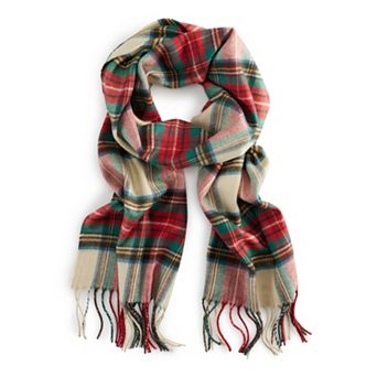 Women's Softer Than Cashmere Ivory Red Plaid Scarf