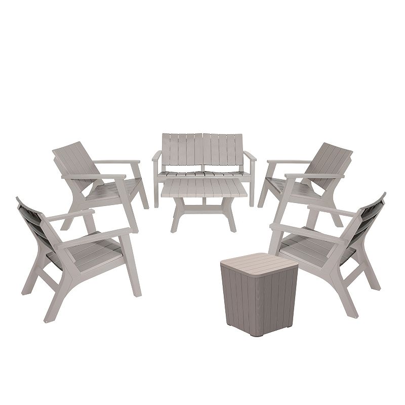 Dukap Enzo Patio Loveseat, Chair & Table 7-piece Set, Grey