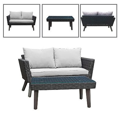 Dukap Kotka 2-Piece Patio Sofa and Table Seating Set With Cushions