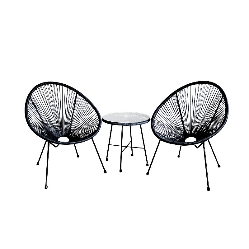 Dukap Sassio Conversation Patio Chair & End Table 3-piece Set, Black