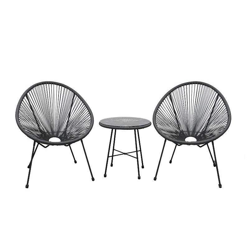 Dukap Sassio Conversation Patio Chair & End Table 3-piece Set, Grey