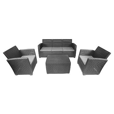 Dukap Alta All Weather Faux Rattan Couch, Chair & Coffee Table 4-piece Set