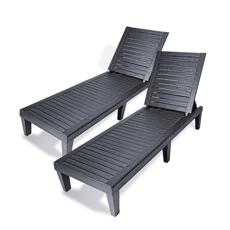 Dukap Oslo Patio Reclining Sun Lounger Patio Chair 2-piece Set, Black