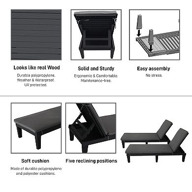Dukap Oslo Patio Cushion Reclining Sun Lounger Patio Chair 2-piece Set