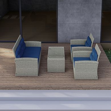 Dukap Terrazzo All-Weather Wicker Patio Seating 4-piece Set