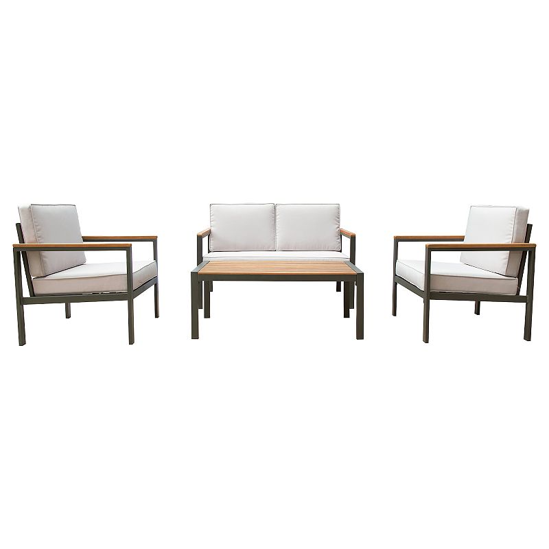 Dukap Ribe Patio Loveseat, Chair & Coffee Table 4-piece Set, Grey