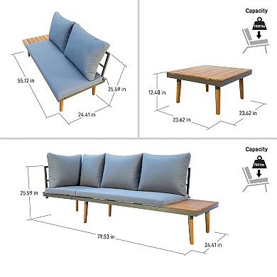 Dukap Stellar Sectional Couch & Coffee Table 3-piece Set