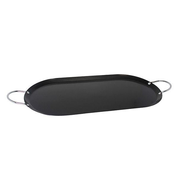 Imusa 17 inch Oval Shaped Carbon Steel Nonstick Comal/Griddle with Metal  Handles, Black