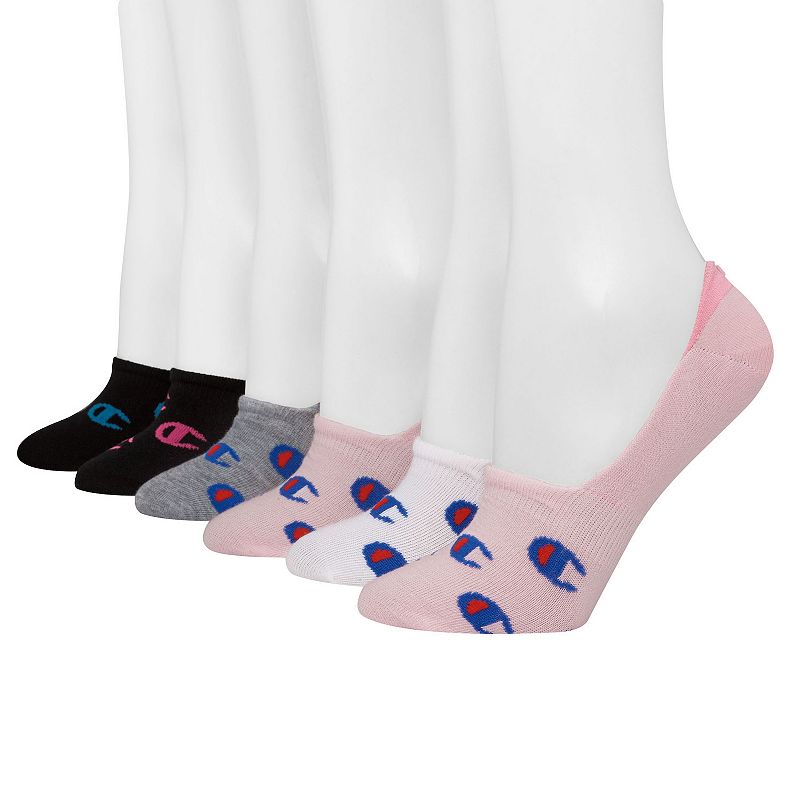 Womens Champion Invisible Liner Socks, Size: 9-11, Pink White Black