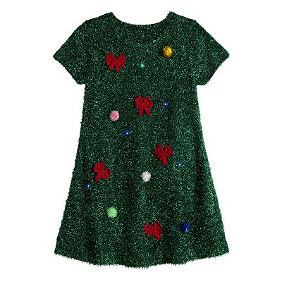 white christmas dresses Susanne Lively Girls Taffeta Christmas Dress - Embroidered Wreath Collar