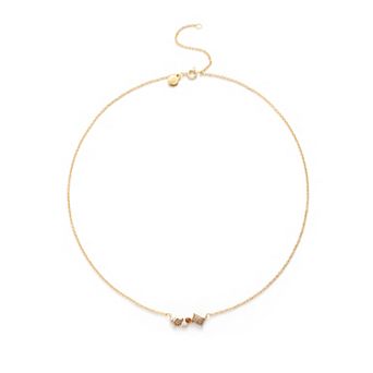 Power of Color 14k Gold Plated Brown Jasper & Cubic Zirconia Bar Necklace