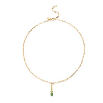 Power of Color 14k Gold Plated Aventurine & Cubic Zirconia Necklace