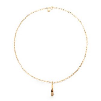 Power of Color Gold Plated Brown Jasper and Cubic Zirconia Necklace