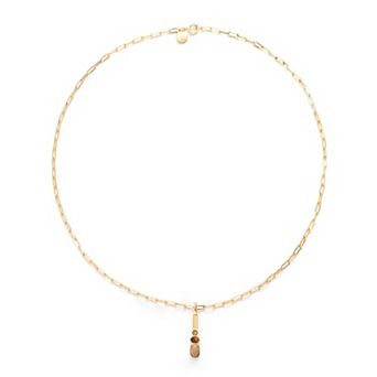 Power of Color Gold Plated Brown Jasper and Cubic Zirconia Necklace