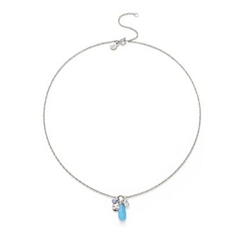 Power of Color Silver Plated Angelite & Blue Cubic Zirconia Necklace