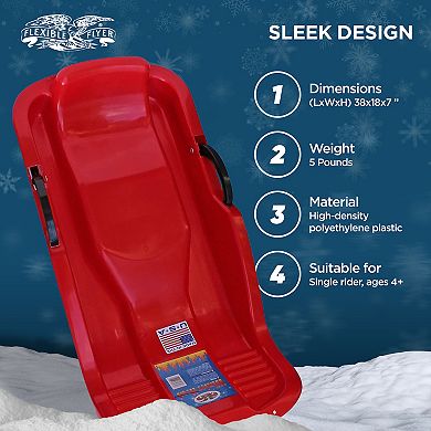 Flexible Flyer Winter Heat Snow Sled W/ Steering And Brakes For Kids ...