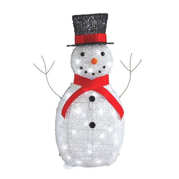 Noma 3 Foot Pre Lit LED Whimsical Snowman Outdoor Christmas Lawn Decoration