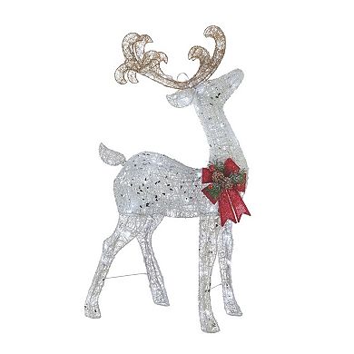 Noma Pre Lit White LED Reindeer and Sleigh Outdoor Holiday Lawn Decoration Set
